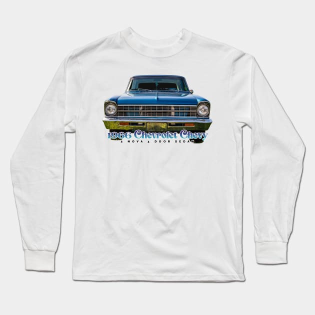 1966 Chevrolet Chevy II Nova 4 Door Sedan Long Sleeve T-Shirt by Gestalt Imagery